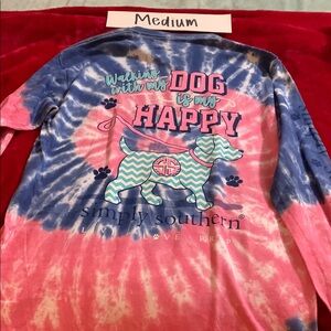 2/$25 Simply Southern Blue and Pink Tie-Dye Dog Long Sleeve